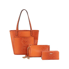 3 in 1 crocodile texture tote, crossbody and purse set