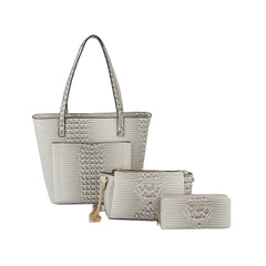 3 in 1 crocodile texture tote, crossbody and purse set