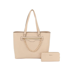 2 in 1 chain linked tote bag and wallet set