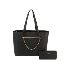 2 in 1 chain linked tote bag and wallet set