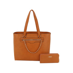 2 in 1 chain linked tote bag and wallet set