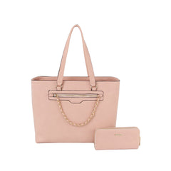 2 in 1 chain linked tote bag and wallet set