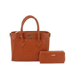 2 in 1 twist closure satchel bag and wallet set