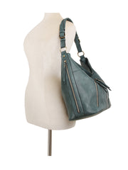 Trendy design two front zipper hobo shoulder bag