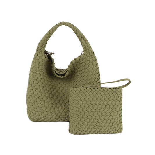 Woven Chic Hobo Bag with Matching Pouch