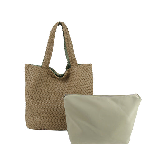 Woven 2-in-1 Tote with Pouch