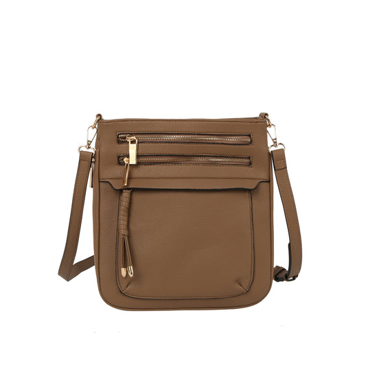 Front Zip Organizer Crossbody Bag