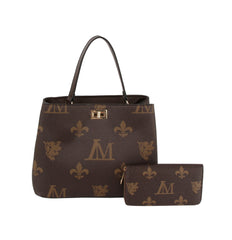 2 in 1 monogram satchel bag with matching purse