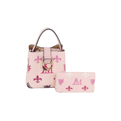 2 in 1 cute monogram bucket bag with matching purse