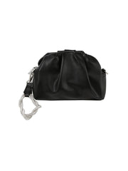 Leather slouchy clutch with silver knotted handle