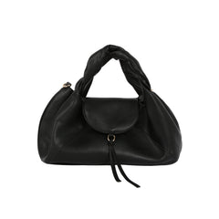 Twisted Handle Faux Leather Satchel Bag