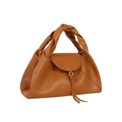 Twisted Handle Faux Leather Satchel Bag