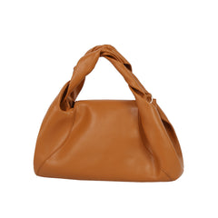 Twisted Handle Faux Leather Satchel Bag