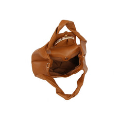 Twisted Handle Faux Leather Satchel Bag