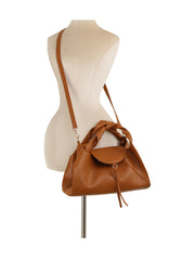 Twisted Handle Faux Leather Satchel Bag