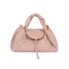 Twisted Handle Faux Leather Satchel Bag