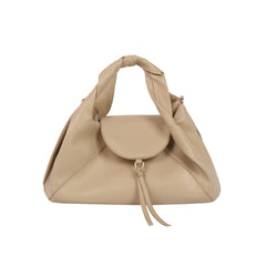 Twisted Handle Faux Leather Satchel Bag