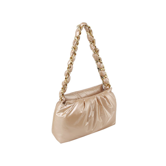 Puffy Chain Shoulder Bag with Metallic Shine