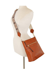 Guitar Strap Leather Front Zipper Crossbody Bag
