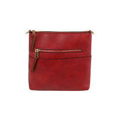 Daily leather front zipper crossbody bag