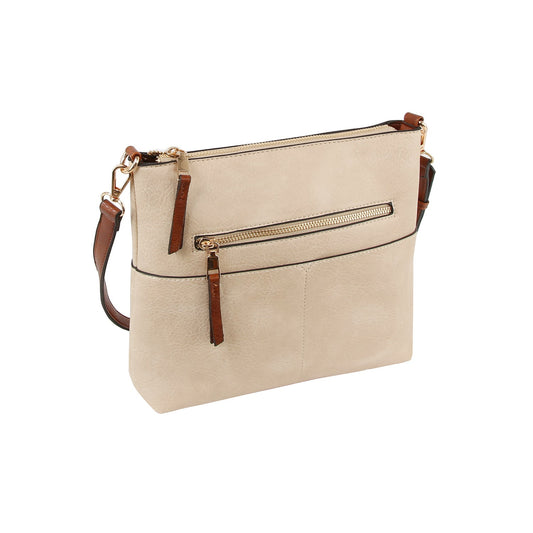 Daily leather front zipper crossbody bag