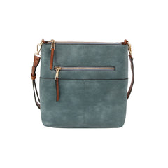 Daily leather front zipper crossbody bag