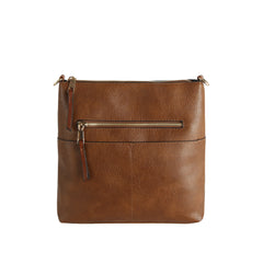 Daily leather front zipper crossbody bag