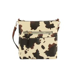 Daily leather front zipper crossbody bag