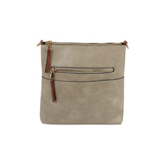 Daily leather front zipper crossbody bag