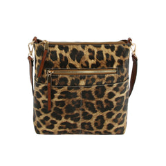 Daily leather front zipper crossbody bag