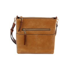 Daily leather front zipper crossbody bag