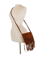 Suede Fringe Crossbody Bag