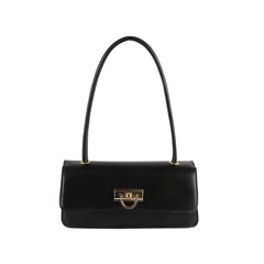 Top Handle Gold Clasp Boxy Shoulder Bag