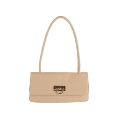 Top Handle Gold Clasp Boxy Shoulder Bag