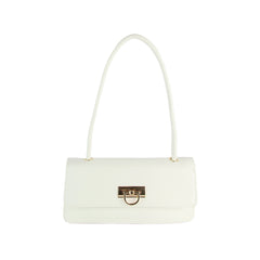 Top Handle Gold Clasp Boxy Shoulder Bag