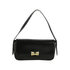 Metal Accent Vegan Leather Shoulder Bag