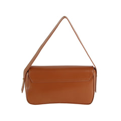 Metal Accent Vegan Leather Shoulder Bag