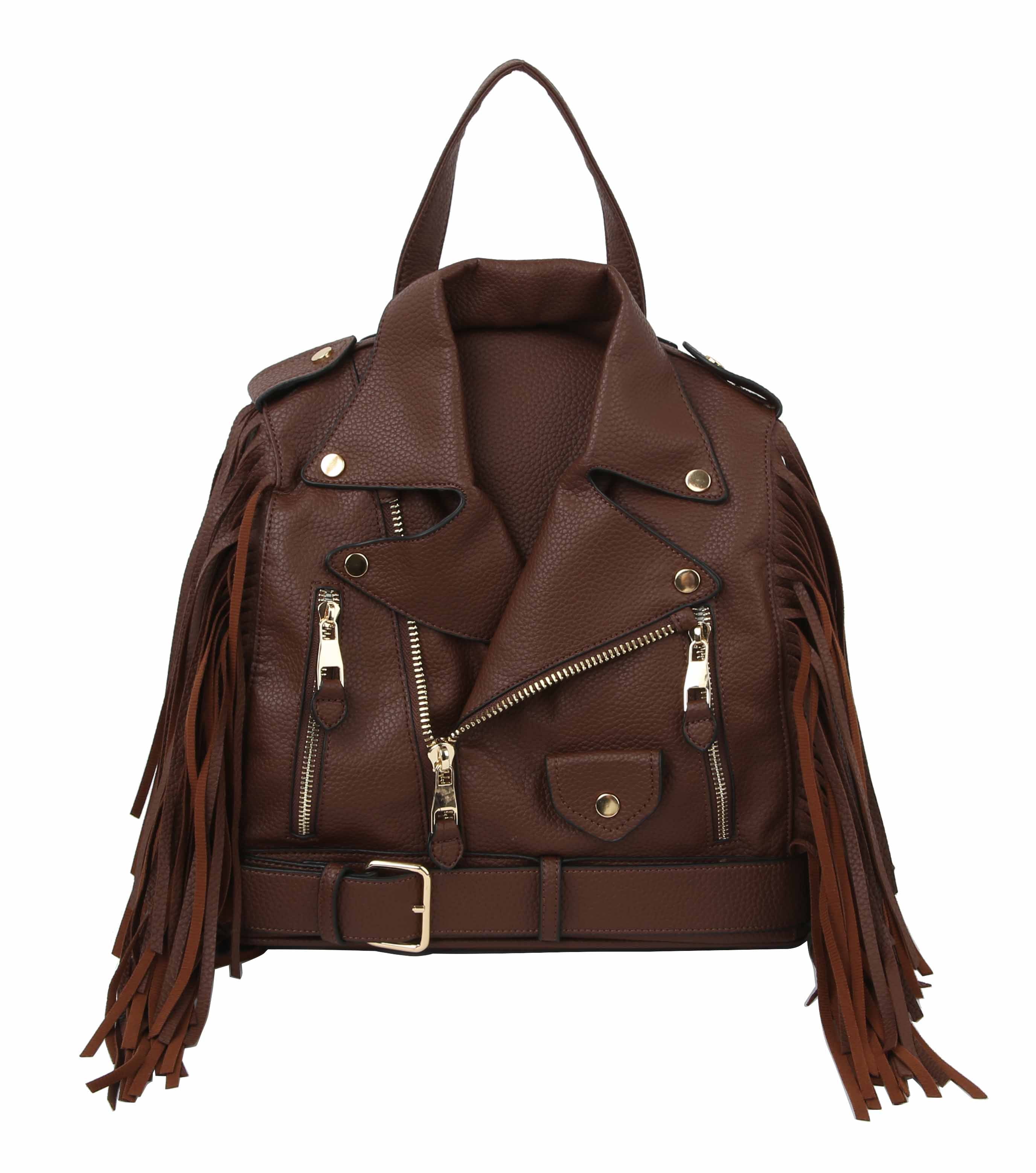 backpack and leather jacket Fringe Motorcycle Jacket Backpack – Handbag Factory