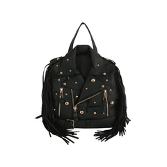Studded Fringe Motorcycle Jacket Backpack
