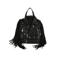 Studded Fringe Motorcycle Jacket Backpack