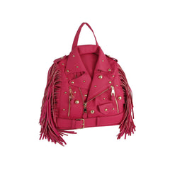 Studded Fringe Motorcycle Jacket Backpack