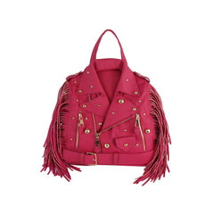Studded Fringe Motorcycle Jacket Backpack