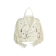 Studded Fringe Motorcycle Jacket Backpack