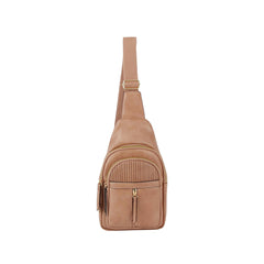 Trendy soft leather sling bag with adjustable strap