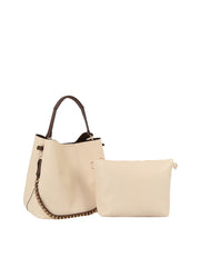 Chain Accent 2-in-1 Pebbled Shoulder Tote and Pouch Set