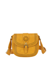 Perforated Flap Crossbody Saddle Bag