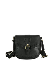 Perforated Flap Crossbody Saddle Bag
