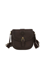 Perforated Flap Crossbody Saddle Bag