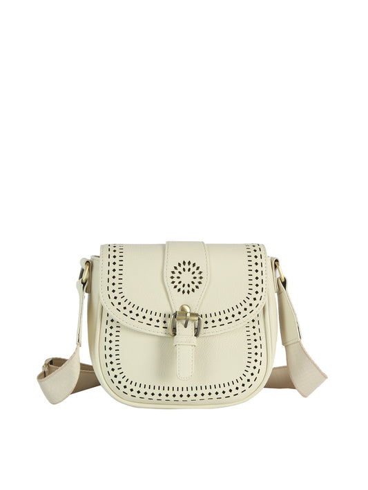 Perforated Flap Crossbody Saddle Bag