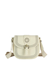 Perforated Flap Crossbody Saddle Bag